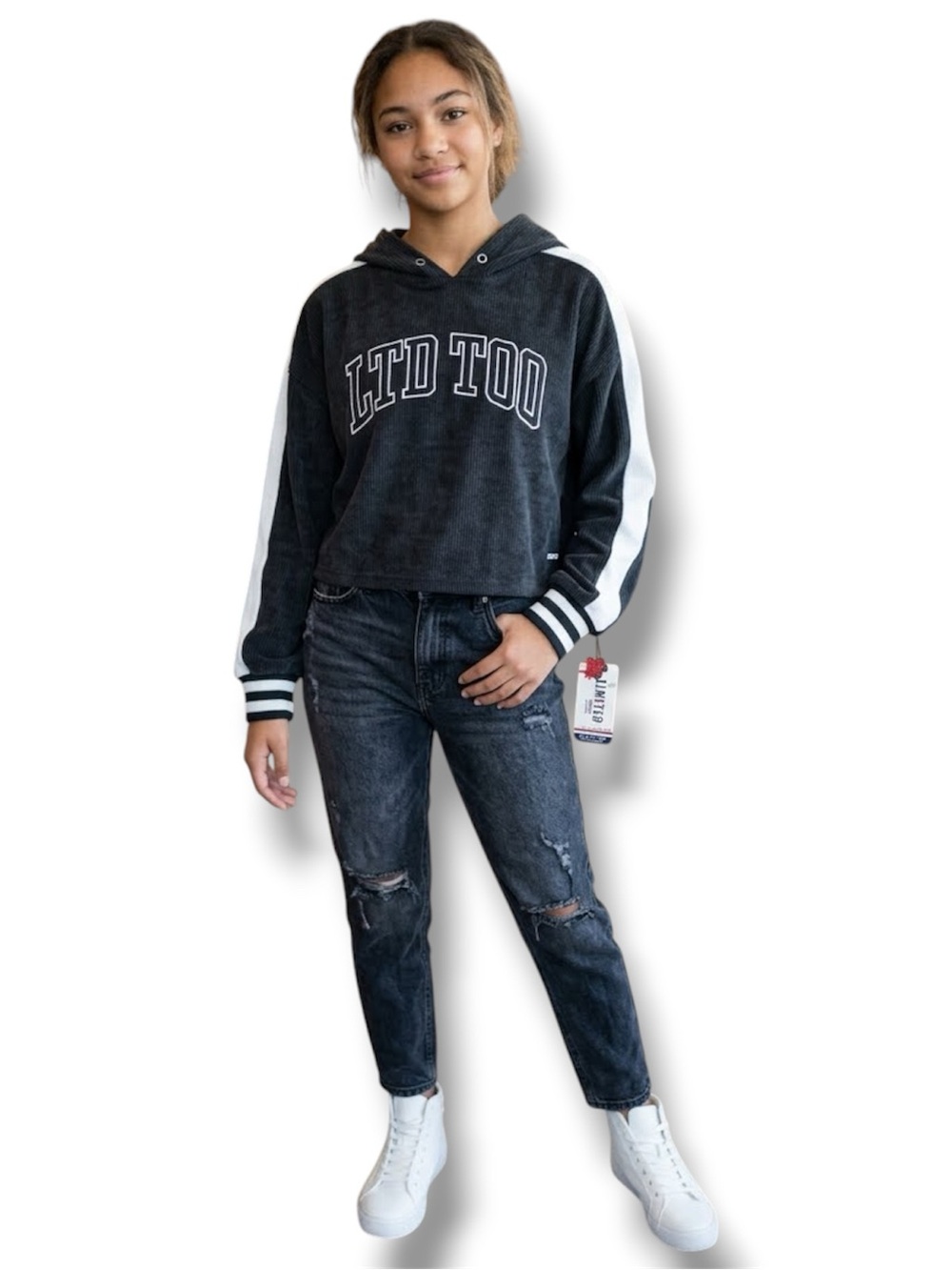 Limited Too Hoodie NWT Black/White Velour - Junior's Medium